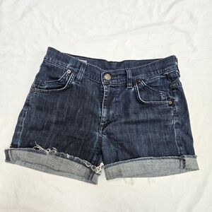 Citizens Of Humanity Raw Rolled Hem Stretch High Rise Wide Leg Jean Shorts